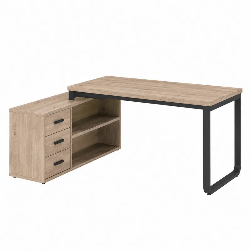 Biurko naro?ne L-kszta?t d?b laminowany/metal 150x75x60cm