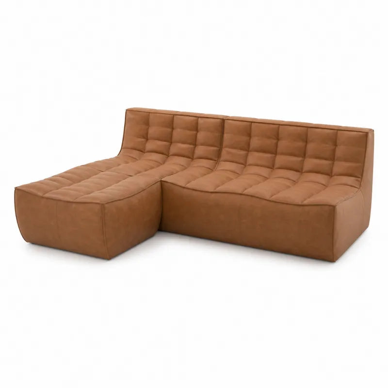 Sofa modu?owa naro?na z ekosk¨®ry br?zowa 220x85x70 cm