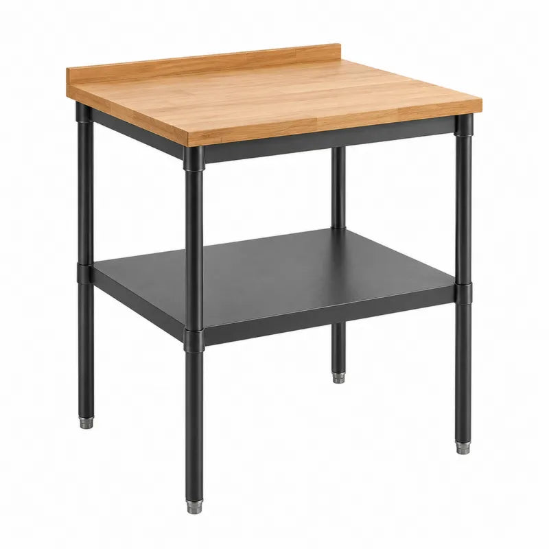 St¨®? kuchenny z p¨®?k? stalow? i blatem bambusowym 76x61x92 cm