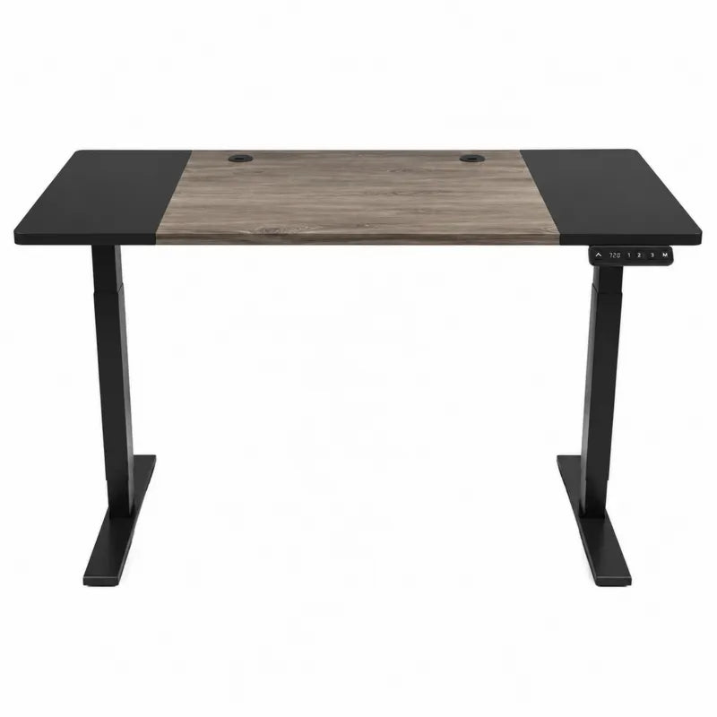 Biurko elektryczne z laminowanej p?yty MDF 140x80 cm czarny/d?bowy