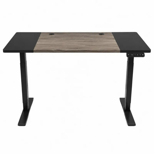 Biurko elektryczne z laminowanej p?yty MDF 140x80 cm czarny/d?bowy