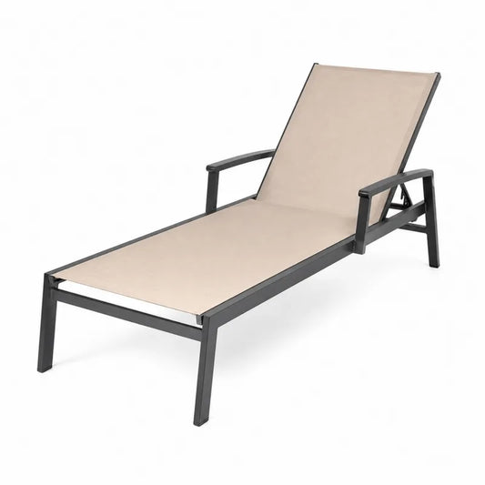 Le?ak aluminiowy z poliestrowym siedziskiem be?owy 200x65x35 cm