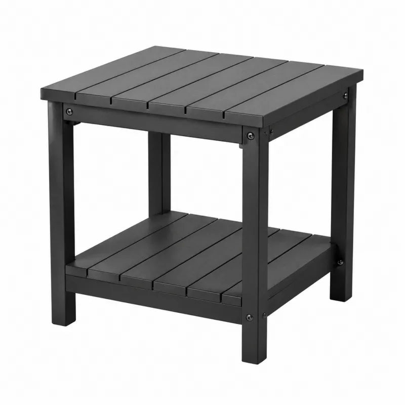 Stolik ogrodowy metalowy szary z p¨®?k? 50x50x45 cm