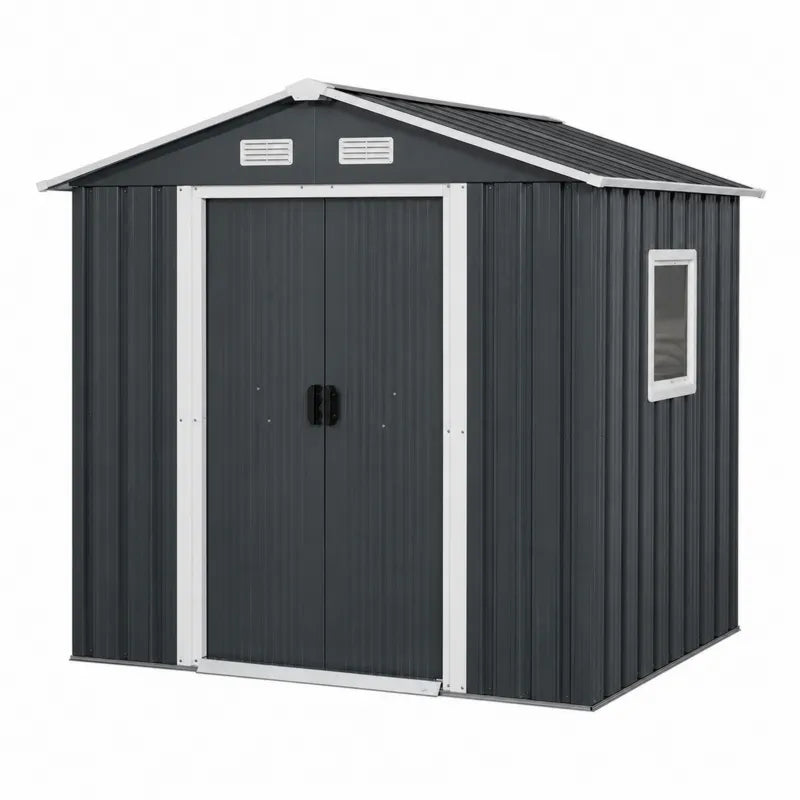 Metalowa szopa ogrodowa 205x130x183 cm antracytowy/bia?y