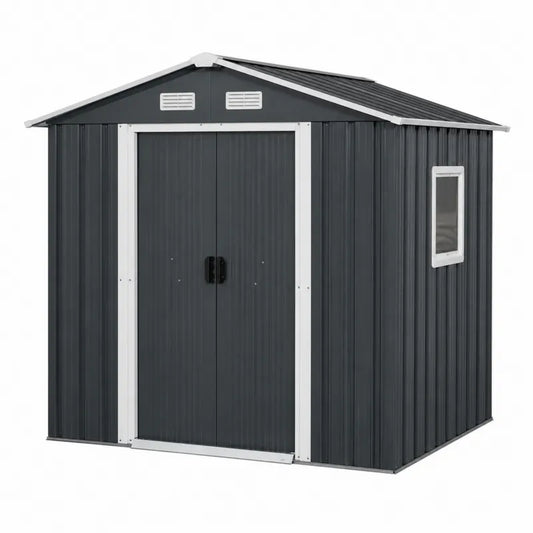 Metalowa szopa ogrodowa 205x130x183 cm antracytowy/bia?y