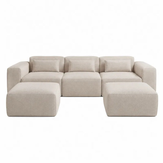 Sofa Modu?owa Naro?na 5-cz??ciowa Be?owa Poliester