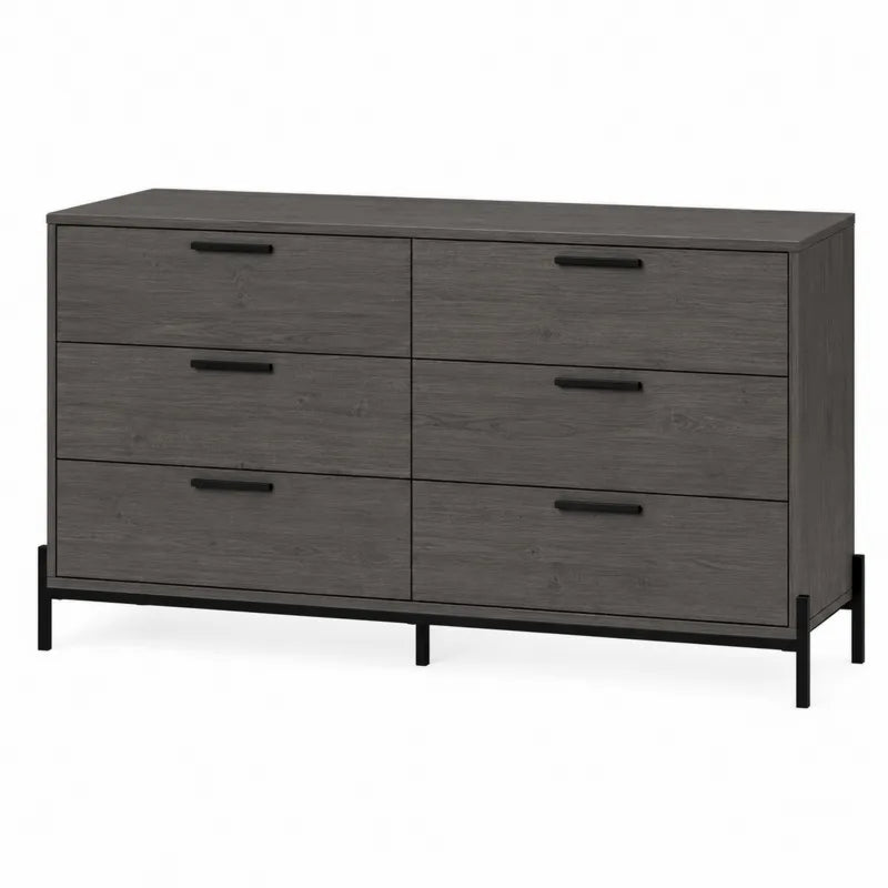 Komoda 6-szufladowa antracytowa MDF i stal