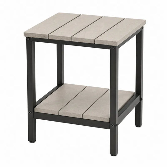 Stolik z metalu i polietylenu szary 40x40x45 cm