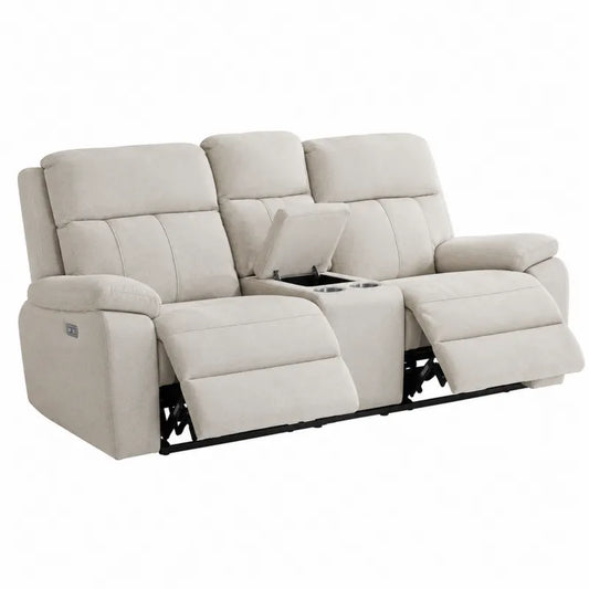 Dwuosobowa sofa rozk?adana z mikrofibry be?owa 200x100x95 cm