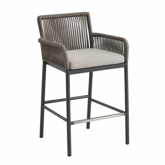 Krzes?o barowe ogrodowe aluminium plecionka antracytowe 110 cm