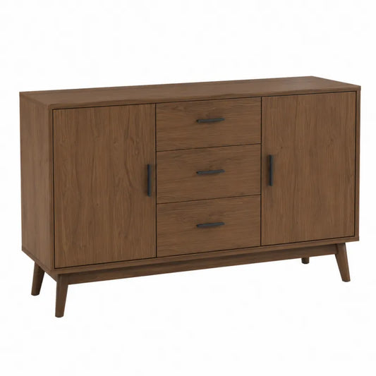 Komoda drewniana MDF z trzema szufladami i dwiema drzwiami 120x85x40 cm