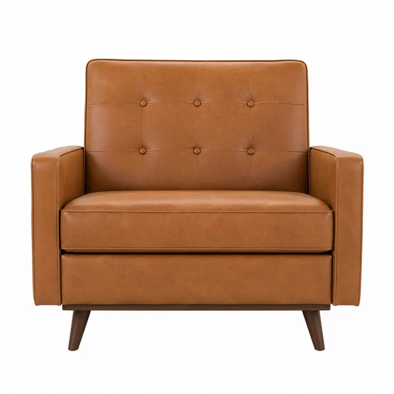Dwuosobowa sofa ze sk¨®ry ekologicznej w kolorze br?zowym