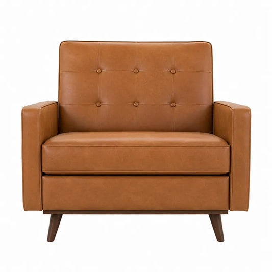 Dwuosobowa sofa ze sk¨®ry ekologicznej w kolorze br?zowym