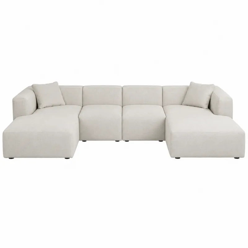 Be?owa modu?owa naro?na sofa z poliestru 300 cm