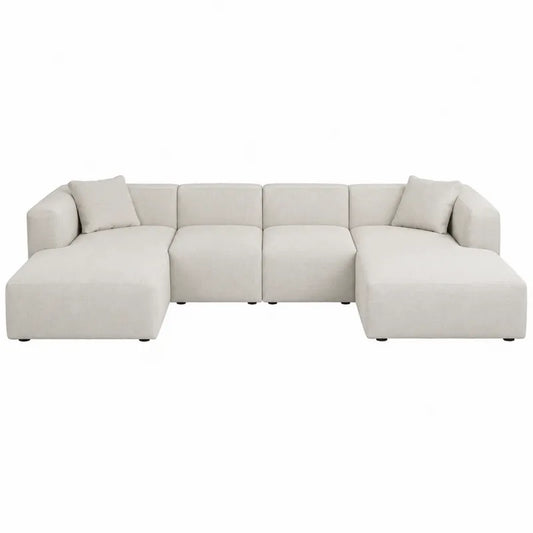 Be?owa modu?owa naro?na sofa z poliestru 300 cm