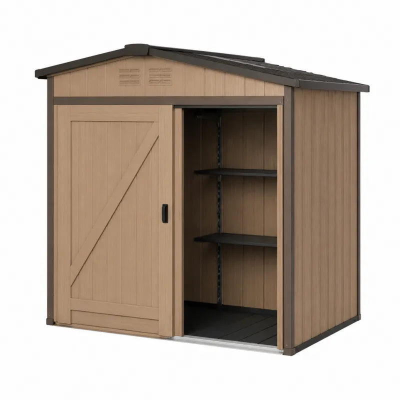 Schowek ogrodowy plastikowy 185x152x226 cm br?zowy