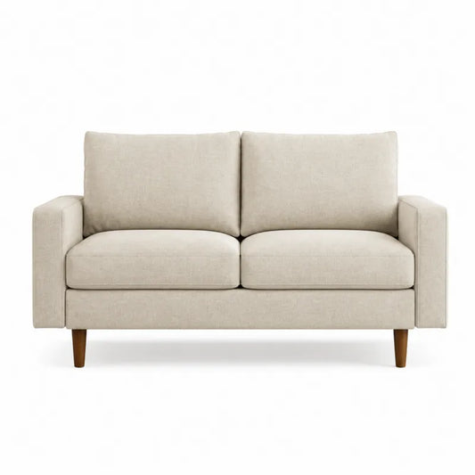 Be?owa sofa dwuosobowa z tkaniny lnianej